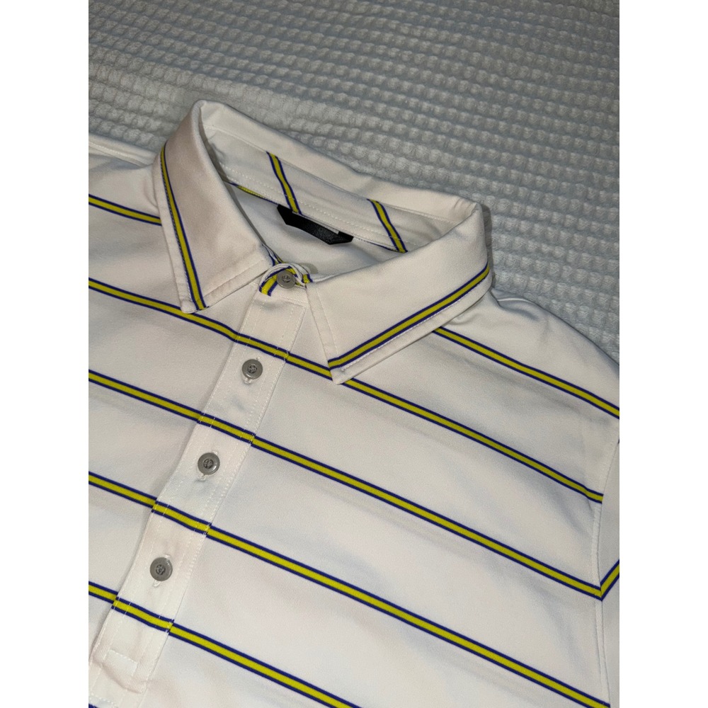 Zero Restriction Polo Shirt Mens Large White Striped Short‎ Sleeve Golf Top